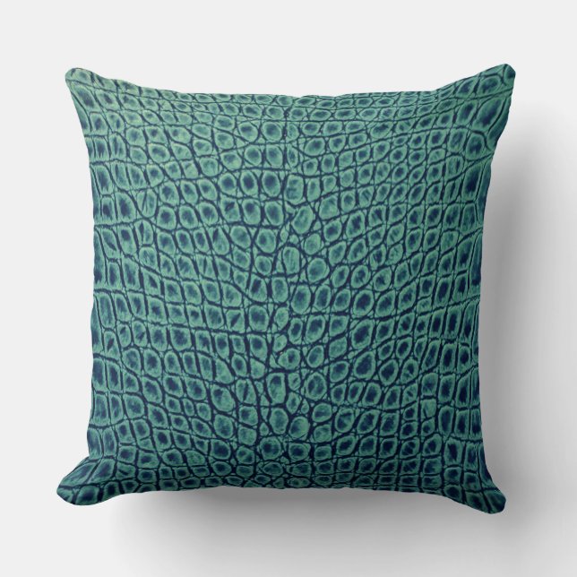 ALLIGATOR LEATHER AQUAMARINE CUSHION (Front)