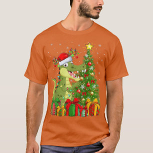 Alligator Lighting Xmas Tree Santa Hat Alligator C T-Shirt