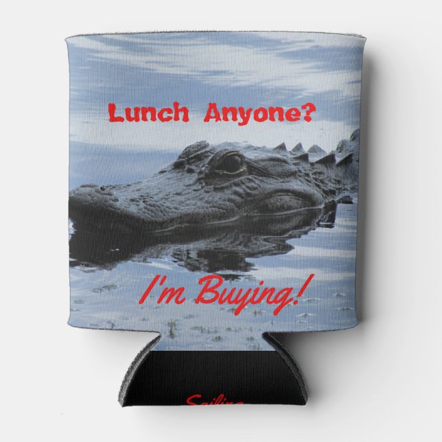Alligator Lunch Invitation Can Beverage Cooler (Front)
