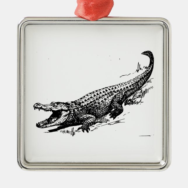 Alligator Metal Tree Decoration (Front)