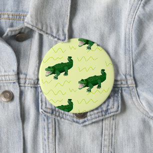 Alligator on yellow 10 cm round badge
