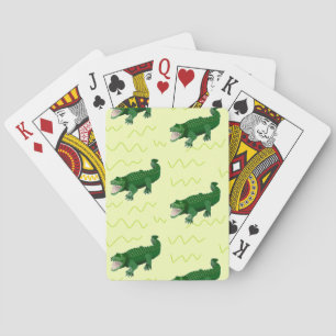 Alligator on yellow playing cards