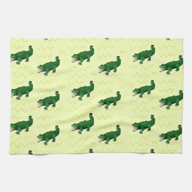 Alligator on yellow tea towel (Horizontal)