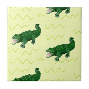 Alligator on yellow tile