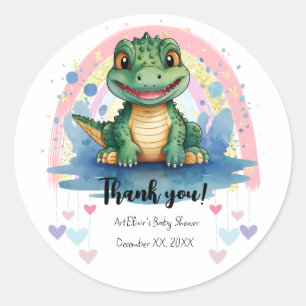 Alligator Pastel Rainbow Colourful Baby Shower Classic Round Sticker