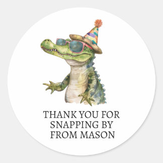 Alligator personalized party stickers Thank you