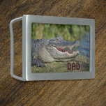 Alligator Photographic Wildlife Monogrammed Belt Buckle<br><div class="desc">The American Alligator from The Florida Everglades up close and personal.  Personalise him with your man's initials.  Great for birthdays,  graduations and Father's day,  this grinning gator is smiling with a sharp toothed smile. This is original wildlife photography by JLW_PHOTOGRAPHY.</div>