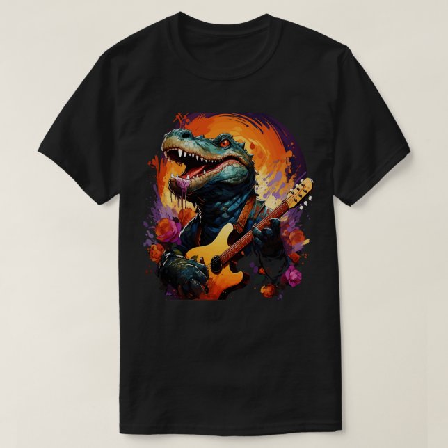 Alligator Playing Guitar T-Shirt (Design Front)
