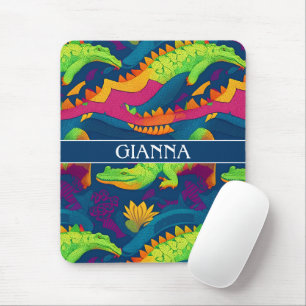 Alligator Rainbow Colourful Personalised Pattern Mouse Pad
