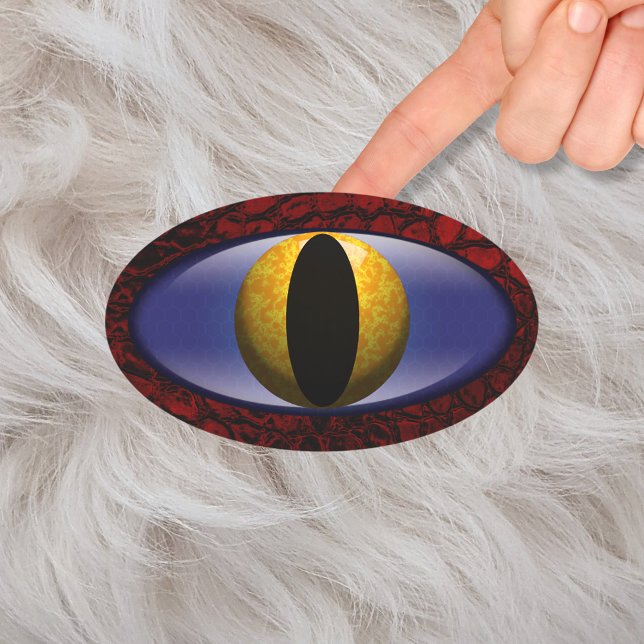 Alligator Red Yellow Faux Leather Eye Oval Sticker (Creator Uploaded)