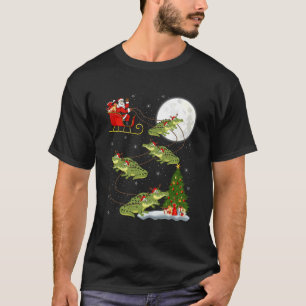 Alligator Santa Sleigh Flying Funny Magical Christ T-Shirt