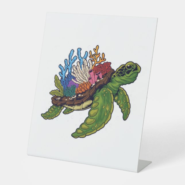Alligator Snapping Red-Eared Slider Tortoise Pedestal Sign (Front)