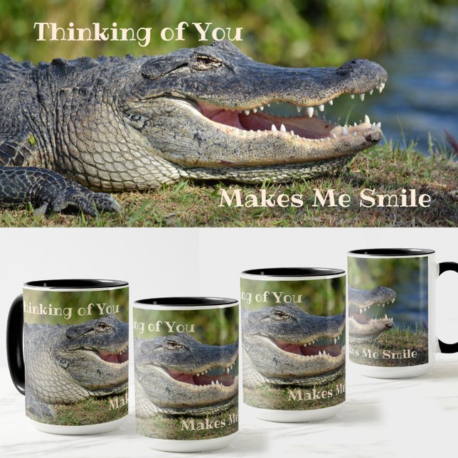 Alligator Thinking of You Makes Me Smile Photo Mug (Creator Uploaded)