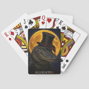Alligator Top Hat Gothic Surreal Playing Cards