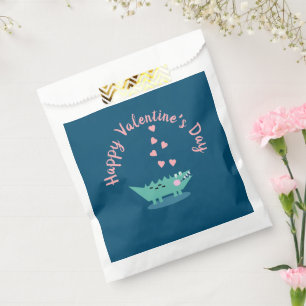 Alligator Valentines Day  Hearts Pink Favour Bags