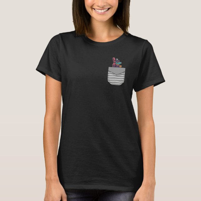 Alligator Walking Crocodile Guitar In Pocket T-Shirt (Front)