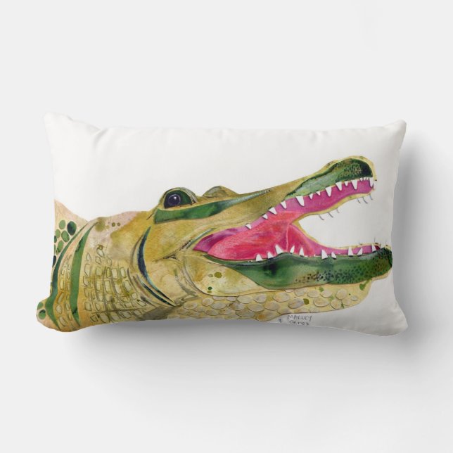 Alligator watercolor cutting art pillow (Front)