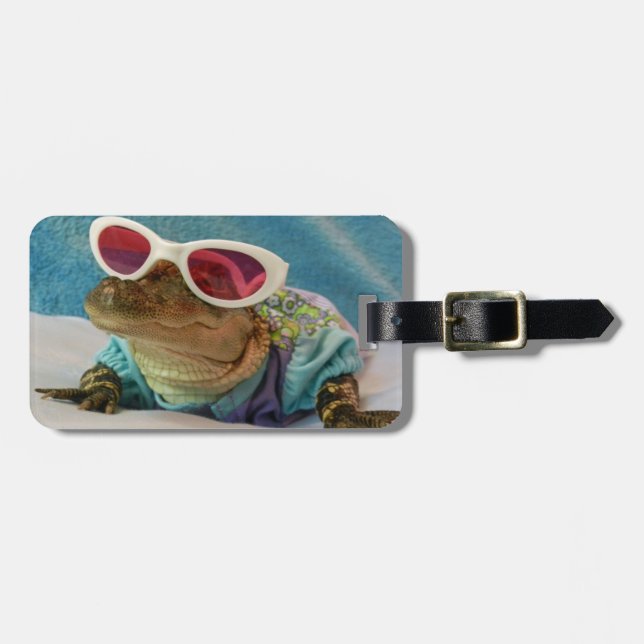 Alligator Wearing Sunglasses Luggage Tags (Front Horizontal)