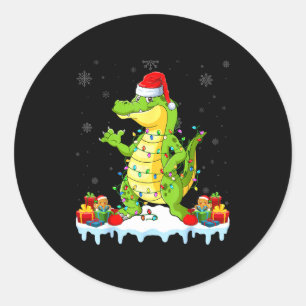 Alligator Wearing Xmas Lights Santa Hat Alligator Classic Round Sticker
