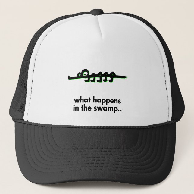 Alligator what happens in the swamp trucker hat (Front)