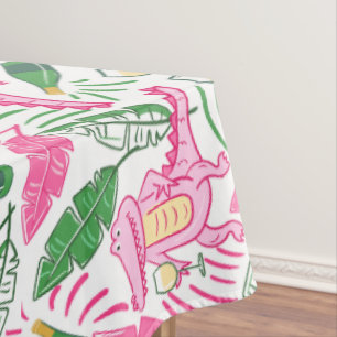 Alligator Wine Pink Green Preppy Tablecloth