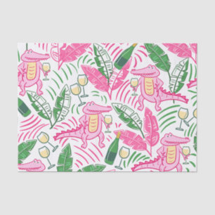 Alligator Wine Pink Green Preppy Tissue Paper