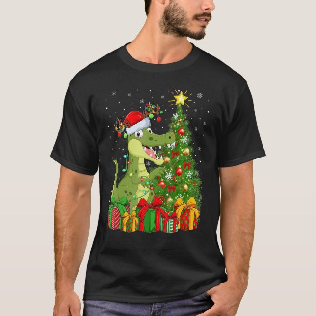 Alligator   Xmas Holiday Santa Alligator Christmas T-Shirt (Front)