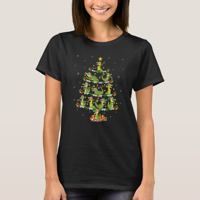 Alligator  Xmas Lights Alligator Christmas Tree T-Shirt (Front)