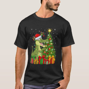 Alligator Xmas Tree Lighting Santa Hat Alligator C T-Shirt