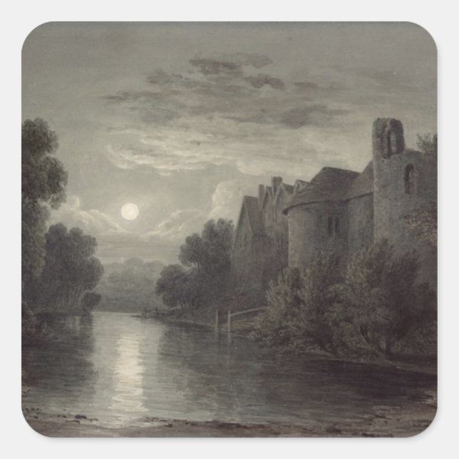 Allington Castle, near Maidstone, Kent; Moonlight Square Sticker (Front)