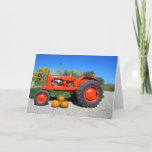 Allis Chalmers Tractor and Pumpkins Greeting Card<br><div class="desc">1955 WD45 Allis Chalmers Tractor- Autumn Accent Pillow
This vintage tractor is a 1955 WD45 Allis Chalmers show with 3 pumpkins on a pillow for your tractor lover to snuggle up to.</div>
