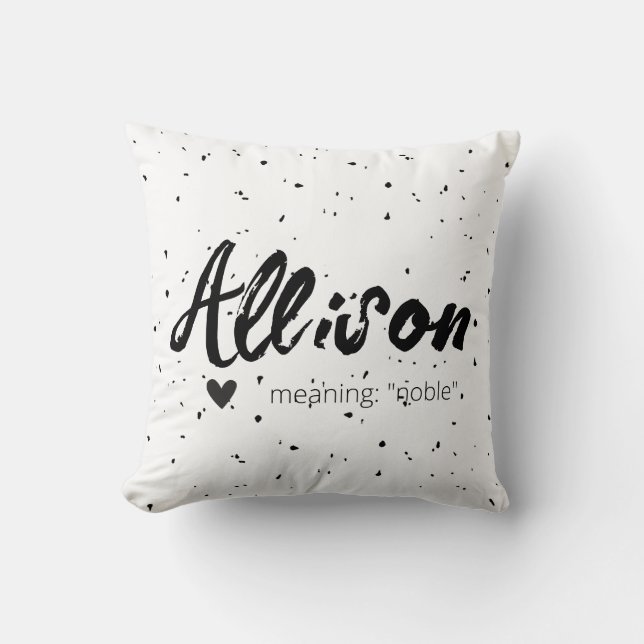 Allison Name Meaning Minimal Modern Speckle Pillow (Front)