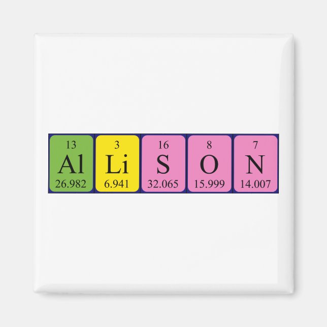Allison periodic table name magnet (Front)