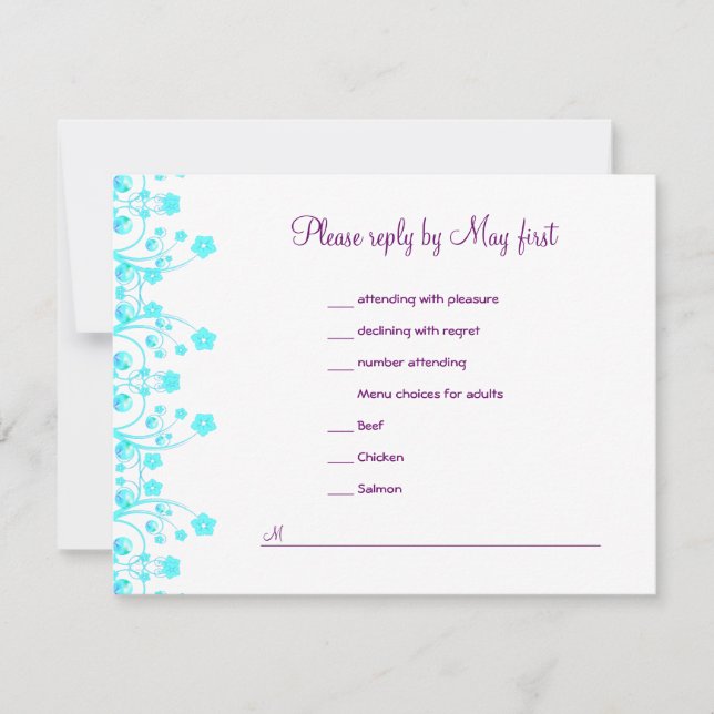 Allison Rachel Reception Card with Menu Choices (Front)