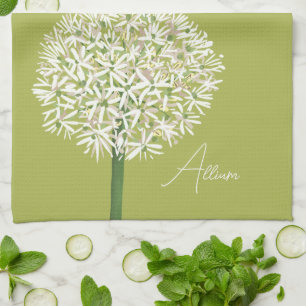 Allium Flower Botanical Art Elegant Flora Tea Towel