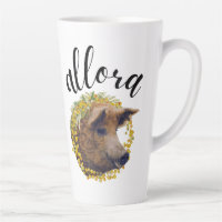 Allora (with a wooly pig & mimosa flower wreath)