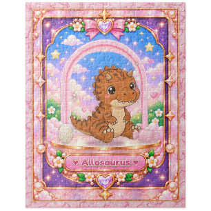 Allosaurus Dinosaur, Kawaii Art Jigsaw Puzzle