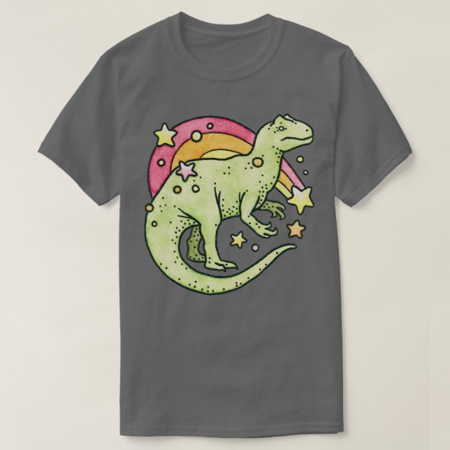 Allosaurus Rainbow Retro Dinosaur T-Shirt (Design Front)