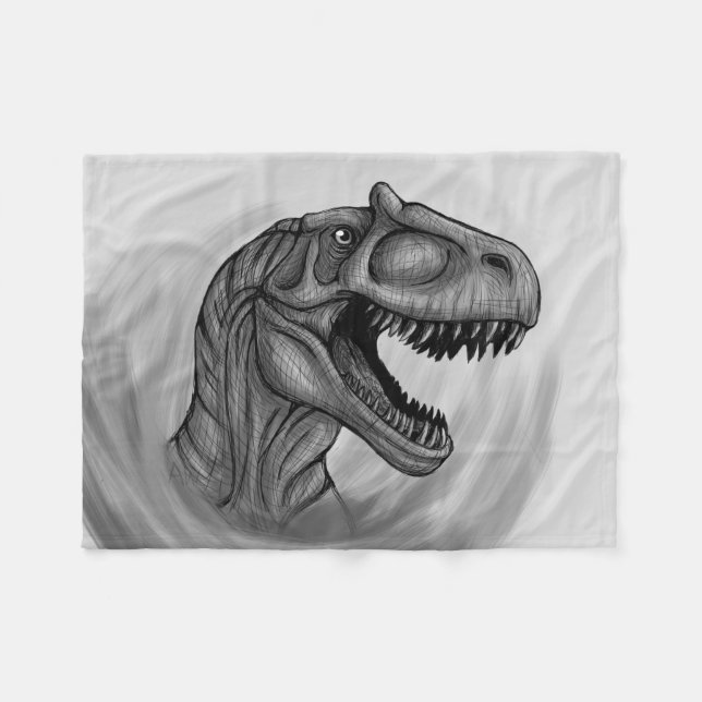 Allosaurus Sketch Fleece Blanket (Front (Horizontal))