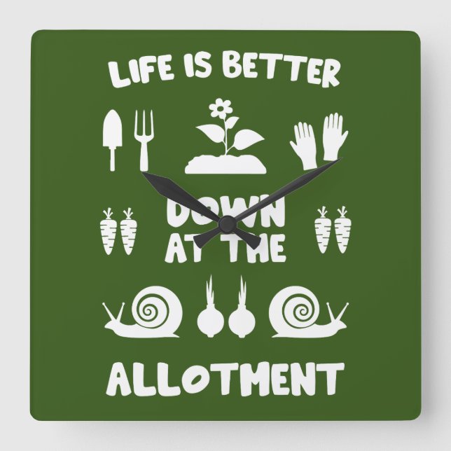 Allotment Gardening Square Wall Clock (Front)
