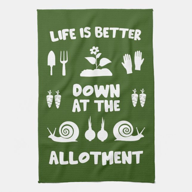 Allotment Gardening Tea Towel (Vertical)