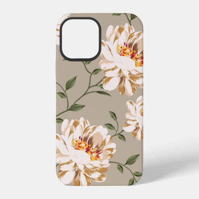 allover brown flower Pattern on blue backgroundflo iPhone Case (Back)
