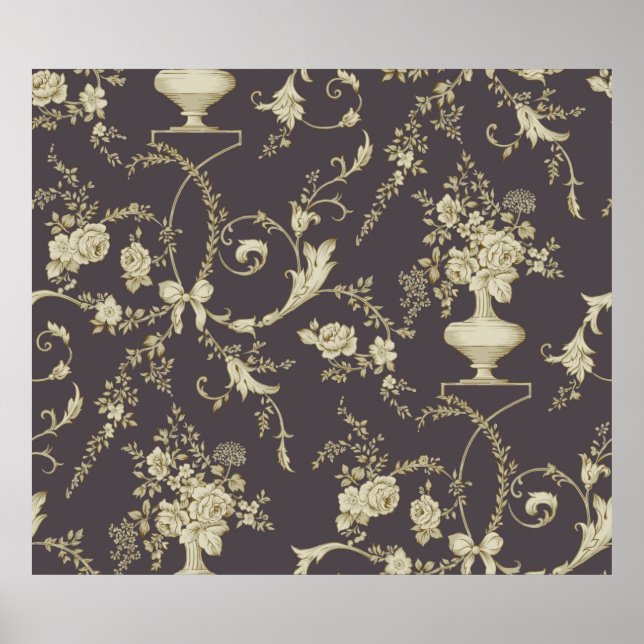 Allover multi motif flowers ornament Seamless patt Poster (Front)