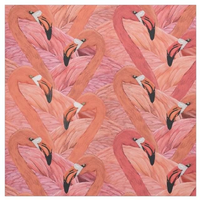 Allover pink flamingo pattern fabric (Swatch)