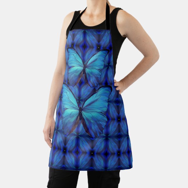 Allover Print Apron Blue Morpho Butterflies (Insitu)