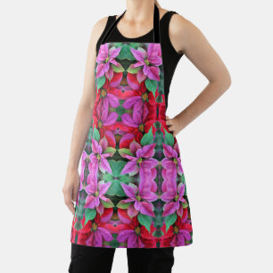 Allover Print Apron Poinsettias