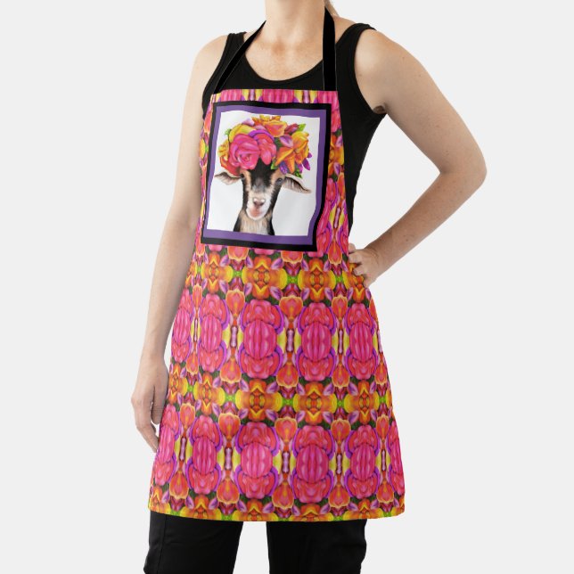 Allover Print Apron  Posey the Goat (Insitu)