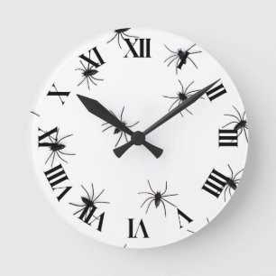 Allover Spiders Halloween Round Clock