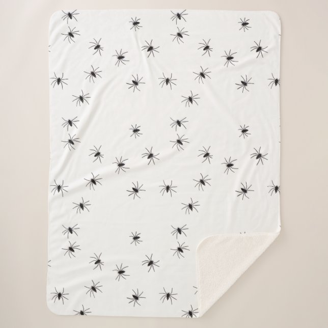 Allover Spiders Halloween Sherpa Blanket (Front)