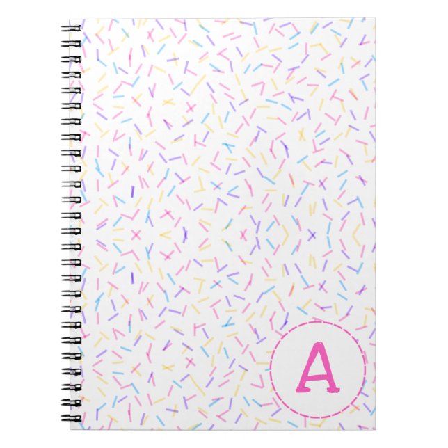 Allover Sprinkles Pink Multi Initial Notebook (Front)